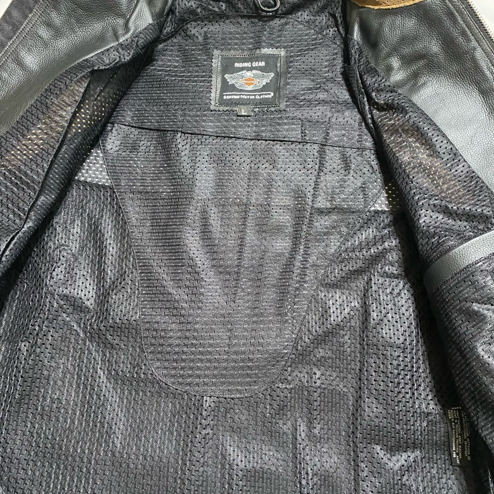 Harley Davidson Men's Triple Vent System Trostel Distressed Leather Biker Jacket - Picture 3 of 4